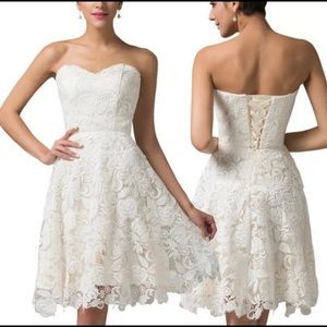 GRACE KARIN FLARE HEART SHAPED LACE BRIDAL KNEE LENGTH DRESS SIZE 8 NEW